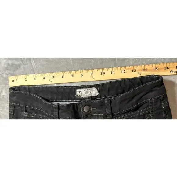 Free People Womens 27 Black Flared Legs Jeans Y2K Retro Boho Hippie USA - Picture 3 of 14